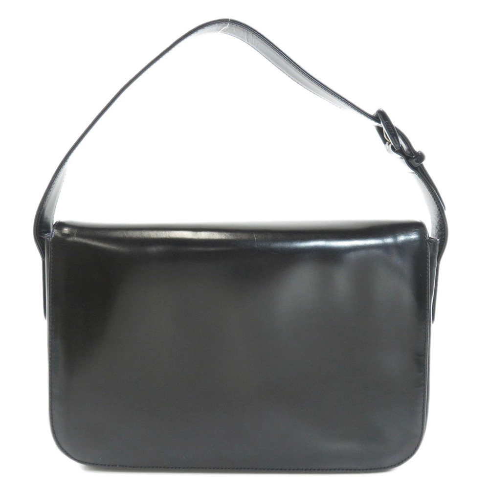 Prada calfskin Vitello leather shoulder bag black buckle Black